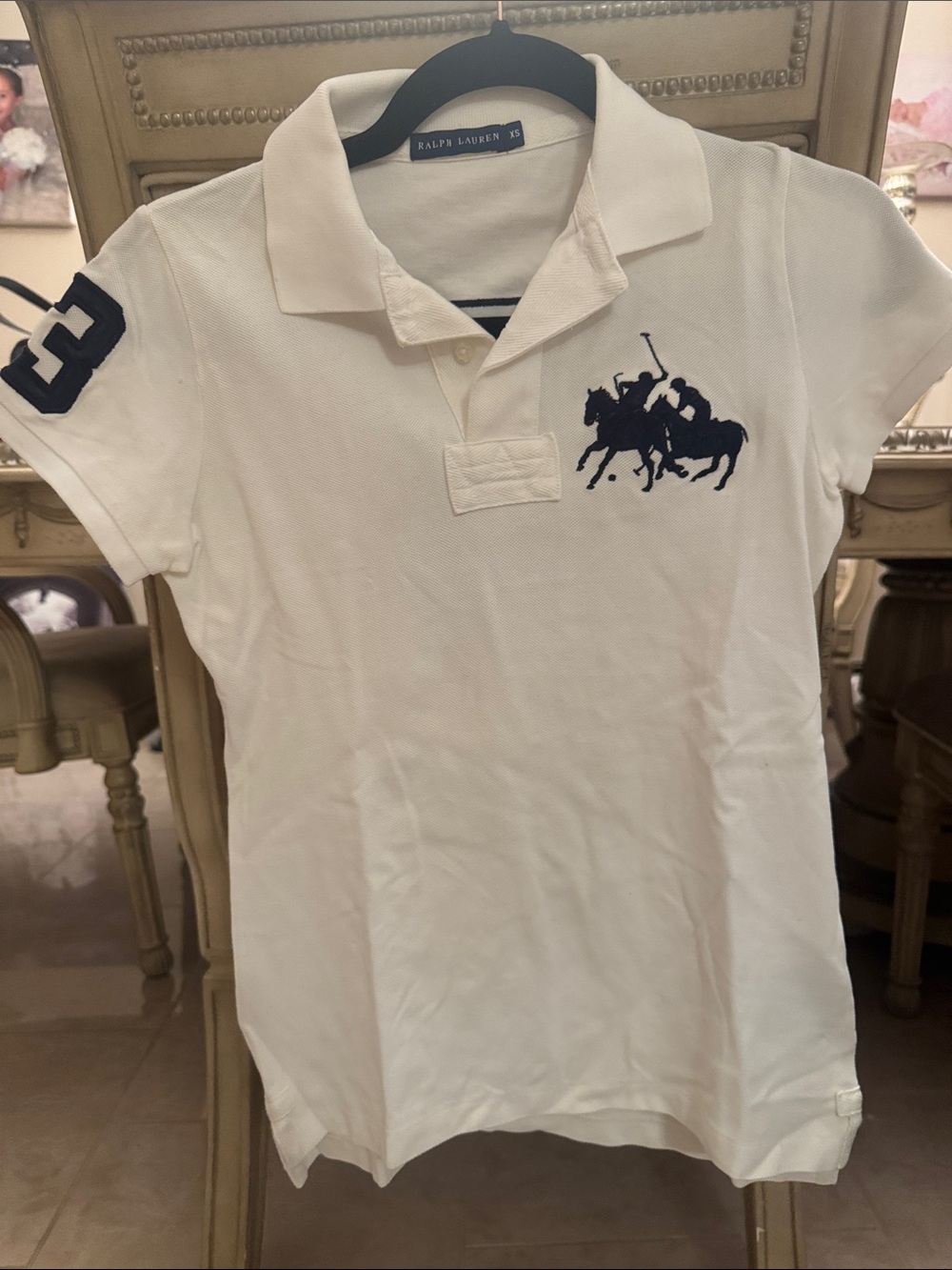 Ralph Lauren White Polo with Navy Pony Logo